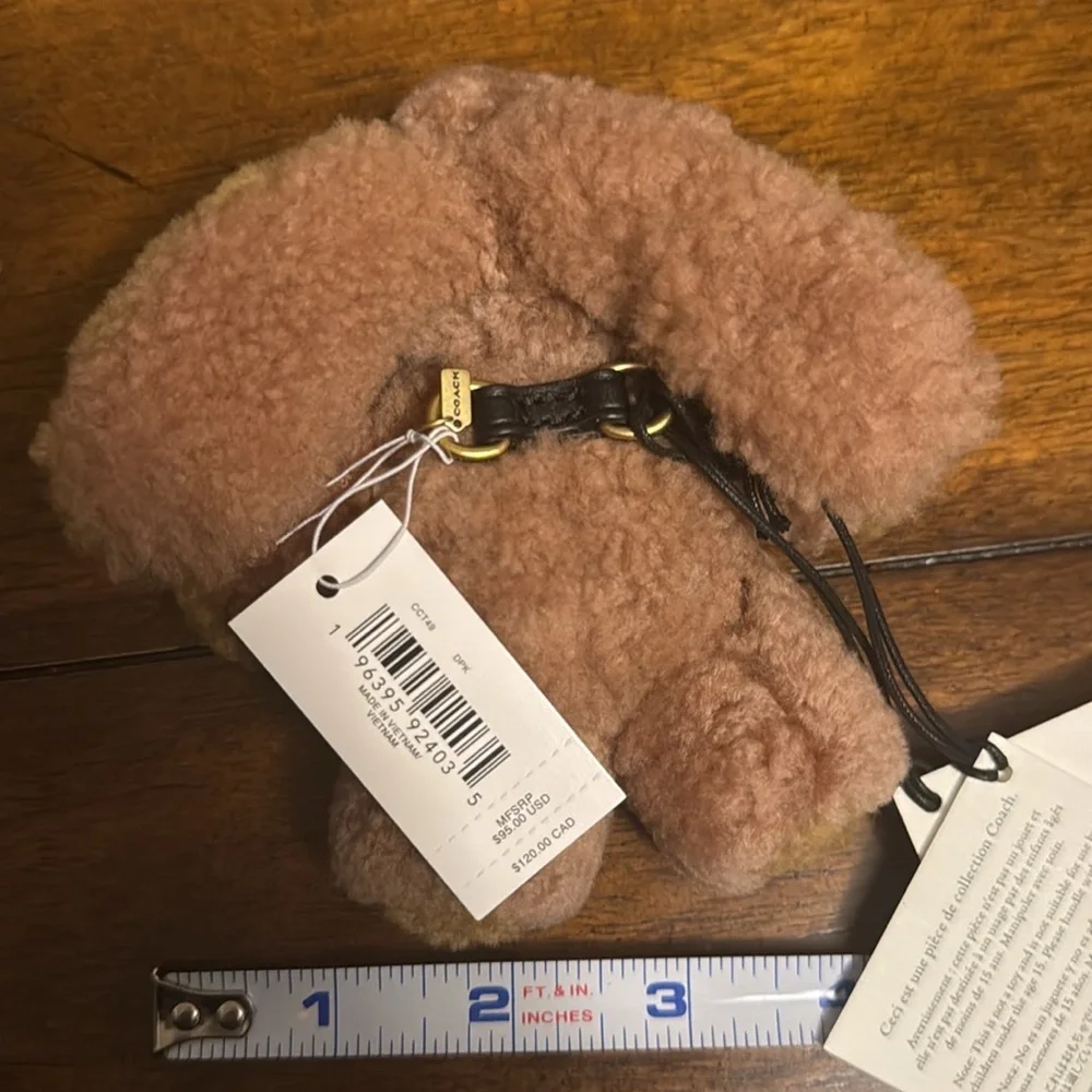 Coach Mini Plush Bunny Shoe Charm in Light Brown and Mustard - Picture 5 of 6